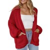 Coolmee Women's Open Front Chunky Knit Cardigan Loose Lantern Long Sleeve Oversized Sweater Coats with Pocket - 2 of 4