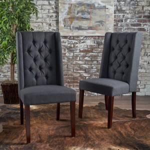 Christopher Knight Home Tracy Fabric Dining Chair with Tufted High Back and Birch Wood Legs (Set of 2) - 1 of 4