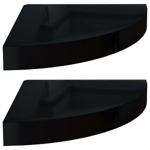 vidaXL Floating Corner Shelves 2 pcs High Gloss Black 9.8"x9.8"x1.5" MDF - 1 of 1