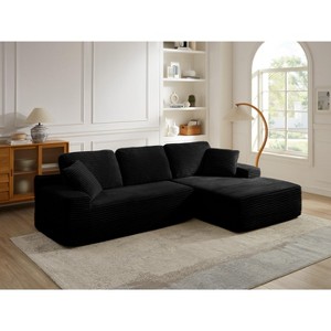 109'' Modern Boneless Sofa Couch, Corduroy Modular Sectional Sofa With L-Shape Chaise, No Assembly Required - 1 of 4