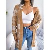 Coolmee Women's Fall Winter Cardigan Long Sleeves Open Front Plaid Print Knitted Sweater Cardigan with Belt - 2 of 4