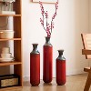 ORRD  3-Piece Red Metal Vase Set, Modern Glazed Floor Vases in Crimson for Luxury Home Decor Centerpiece - 3 of 4