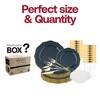 Smarty Had A Party Navy with Gold Blossom Rim Disposable Plastic Tableware Set (60 Settings) - 3 of 4