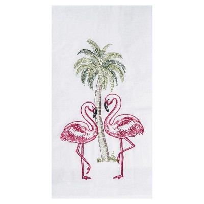 C&F Home Flamingo Palm Tree Flour Sack Embroidered Cotton Kitchen Towel