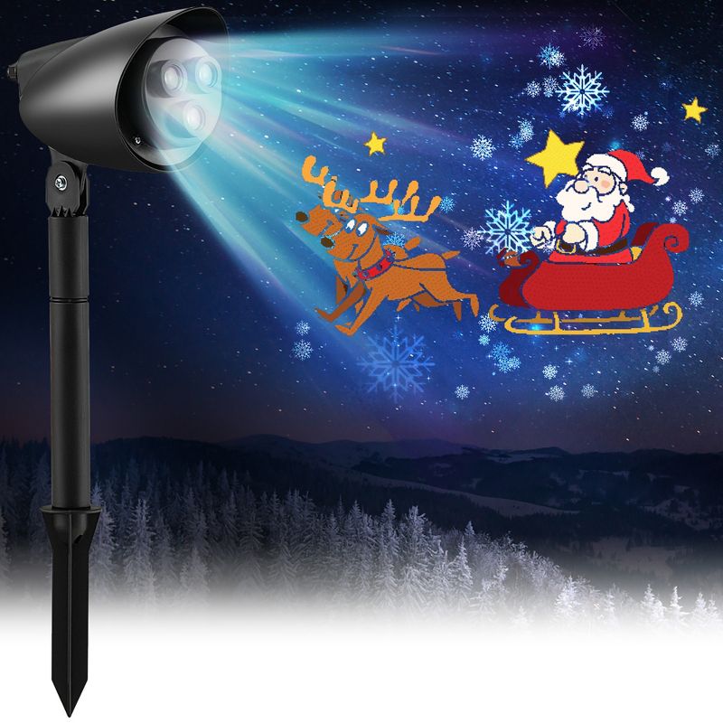 Costway Christmas Projector Light LED Projection Lamp with Lawn Stake & 3 /5 LED Lights, 1 of 11