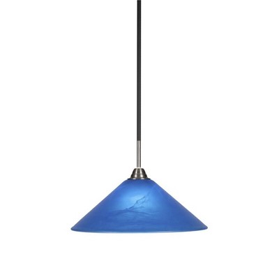 Toltec Lighting Paramount 1 - Light Pendant in  Matte Black/Brushed Nickel with 16" Blue Italian Shade