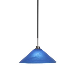 Toltec Lighting Paramount 1 - Light Pendant in  Matte Black/Brushed Nickel with 16" Blue Italian Shade - 1 of 1