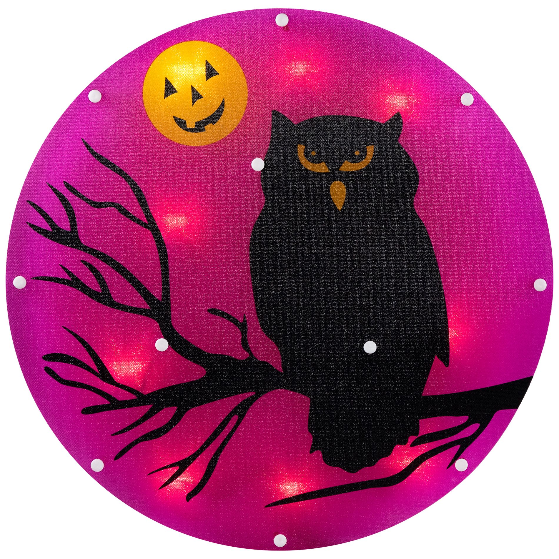 Northlight Lighted Owl and Jack O' Lantern Halloween Window Decoration - 13.75"