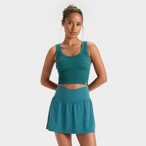 Women's Smocked Support Cropped Tank Top - JoyLab™ - 1 of 3
