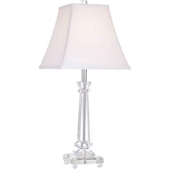 Vienna Full Spectrum Modern Table Lamp with Dimmer 25" High Crystal Glass White Square Bell Shade for Bedroom Living Family Room