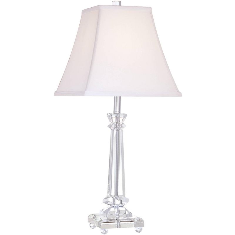Vienna Full Spectrum Modern Table Lamp with Dimmer 25" High Crystal Glass White Square Bell Shade for Bedroom Living Family Room, 1 of 10