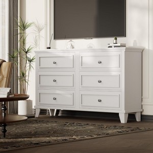 3/6/7 Drawer Dresser,  Wooden Storage Chest with Exquisite Metal Handles, Large Drawer Organizer for Bedroom, Living Room - 1 of 4