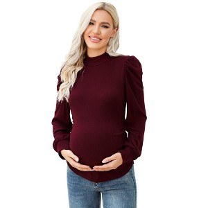 LXT-Maternity Top Shirts Pregnant Ruched Tunic Pullover Top - 1 of 4