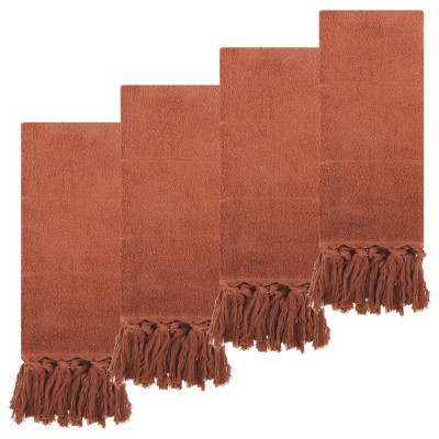 REGALWOVEN Cotton Bathroom Hand Towel with Tassel 14" x 30" 2 Pcs