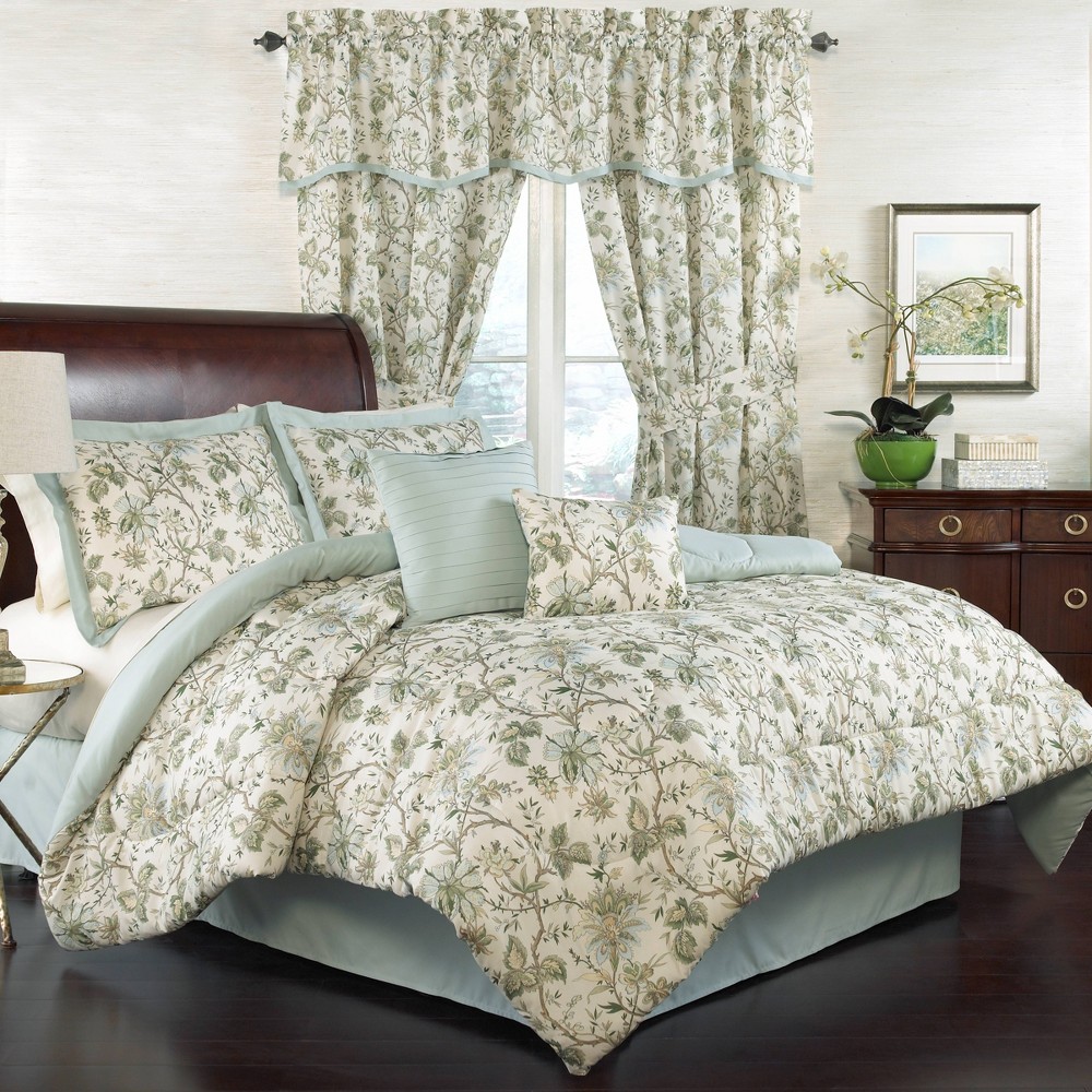 Photos - Duvet Queen 6pc Felicite Comforter Set Green - Traditions By Waverly