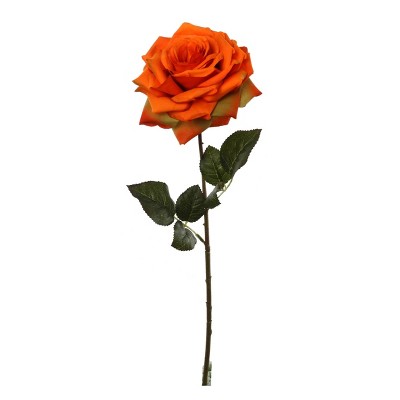 Floral Home 20" Stem Long Orange Open Rose - 12-Piece