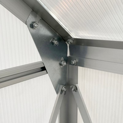 Silver Aluminum Polycarbonate Walk-In Garden Greenhouse Kit