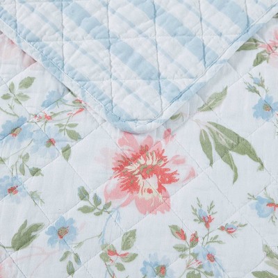 Emilie Pink Floral Cotton Twin Quilt Set