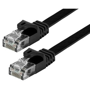 Monoprice Flat Cat6 Ethernet Patch Cable - 25 Feet - Black, Snagless RJ45, Flat, 550MHz, UTP, Pure Bare Copper Wire, 30AWG - Flexboot Series - 1 of 4