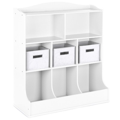 White Wooden Kids' Toy Storage Organizer with Cubbies