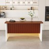 GDFStudio Taryn 63" Modern Marble Look Kitchen Island with LED Lights and Grille Design - 2 of 4