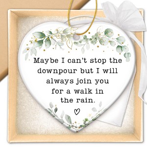 Maybe I Can't Stop The Downpour Heart Ornament, Sentimental Ceramic Friendship Hanging Plaque Gift - 1 of 4
