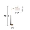 Possini Euro Design Mid Century Modern Arc Floor Lamp 72 1/2" Tall Espresso Warm Gold Metal White Linen Drum Shade for Living Room - 4 of 4