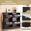 Whisen Narrow Tipping Bucket Shoe Rack & Shoe Cabinet with 4 Flip Drawers & Rattan Doors, 2 Silvery Hooks - 3 of 4