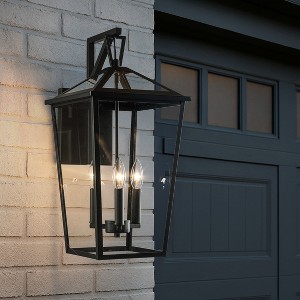 ALOADECOR Classic Outdoor Wall Lantern Matte Black Wall Sconce with Clear Tempered Glass Open Bottom Wall Mount Light Fixture for Entryway - 1 of 4