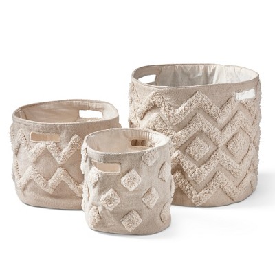 tagltd Tufted Canvas Bin Set of 3