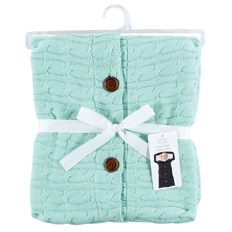 Hudson Baby Unisex Baby Faux Shearling Knitted Baby Lounge Stroller Wrap Sack, Mint, One Size, 3 of 5