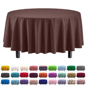 Crown Display Disposable Plastic Tablecloth 84 Inch Round- 6 Pack - 1 of 4