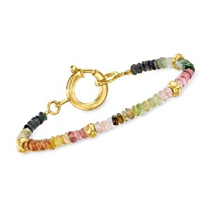 Ross-Simons 17.00 ct. t.w. Multicolored Tourmaline Bead Bracelet With 18kt Gold Over Sterling - 1 of 3