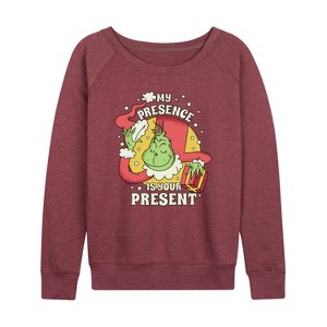 Women's - Dr. Seuss -  Lightweight French Terry Wide Neck Long Sleeve Graphic Shirt - 1 of 4