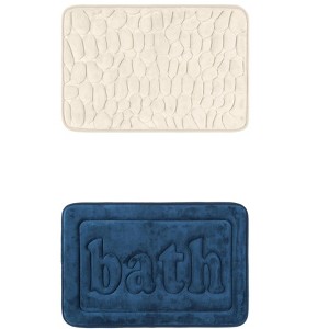 Unique Bargains 2Pcs Memory Foam Water Absorbent Quick Dry Non-Skid Bottom Soft Bathroom Rugs - 1 of 4