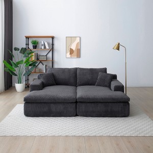 TiramisuBest 3-in-1 Sleeper Sofa Bed with Pull-Out Couch and Linen Chaise, Comfortable Sofa Sleeper for Living Room,Beige - 1 of 4