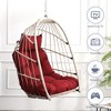 NAYSAYE Patio Swing Rattan Egg Hanging Chair Weather Resistant Comfortable Design for Outdoor Relaxation, Red, 28.34"*22"*20.3" - 2 of 4