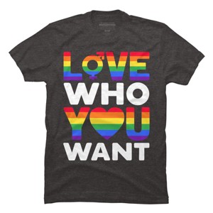 Adult Design By Humans Pride Love Who You WantBy BiTee T-Shirt - 1 of 2