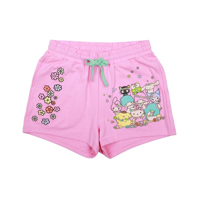 Hello Kitty & Friends Characters Celebrating Women's Pink Sweat Shorts, 1 of 7