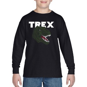 LA Pop Art Boy's Word Art Long Sleeve - T-Rex Head - 1 of 4