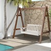 Tangkula 54" HDPE Porch Swing Outdoor Patio Hanging Chair w/ Cup Holder Adjustable Chain - 4 of 4
