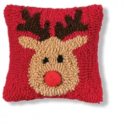 C&F Home 8" x 8" Reindeer Games Hooked Petite Throw Pillow