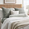 Oversized Bolster Woven Striped with Piping Cylinder Throw Pillow White/Light Teal Green - Threshold™ designed with Studio McGee - image 2 of 4