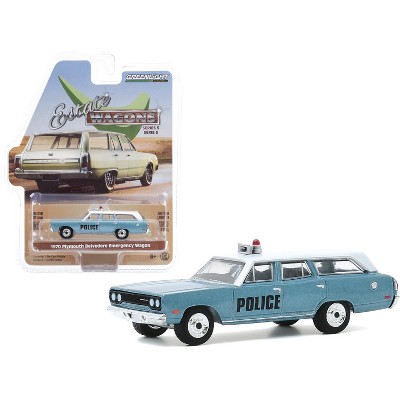 1970 Plymouth Belvedere Emergency Wagon Police Pursuit Blue with White Top "Estate Wagons" Series 5 1/64 Diecast Model Car by Greenlight
