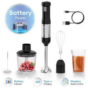 WHALL Cordless Rechargeable Immersion Blender – Portable Stick Blender with Whisk, 700ml Beaker & 500ml Chopper, Milk Frother - 1 of 4