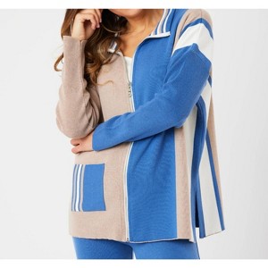 Women's Two Tone Stripe Detail Jacket - Angel Apparel - 1 of 4