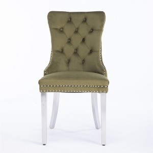 Dronkon Dining Chairs Set of 2, Upholstery with Chrome Steel Legs & Nailhead Trim, Modern Comfort Seating - 1 of 4