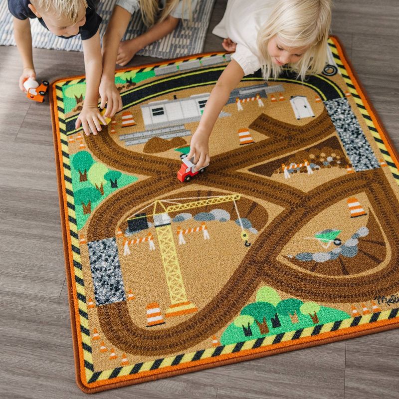 Melissa &#38; Doug Round the Site Construction Truck Rug, 3 of 11