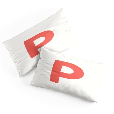 Deny Designs King April Lane Art Block Red Monogram P Microfiber Printed Pillow Sham