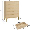 Zstar Rattan 5 Drawer Dresser, 44" High Narrow Chest of Drawers - 2 of 4